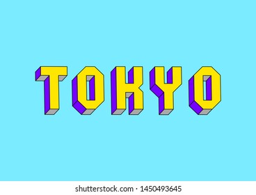 Tokyo text with 3d isometric effect.
