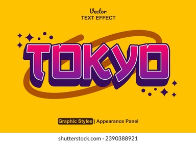 tokyo text effect graphic style purple color editable.