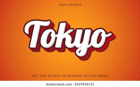 Tokyo text effect template in 3d design
