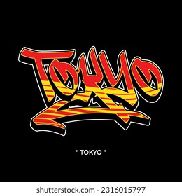 Tokyo text slogan streetwear with urban graffiti style street art vector logo icon illustration design for fashion graphic tshirt and poster print