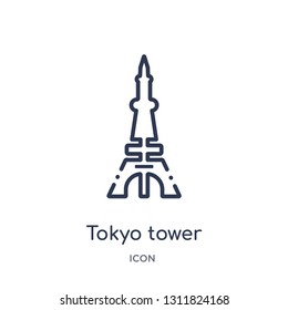 tokyo tower icon from monuments outline collection. Thin line tokyo tower icon isolated on white background.