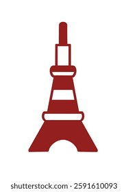 Tokyo Tower icon, simple and bold design. Famous Japanese landmark, perfect for travel, city, and culture themes. Vector illustration.