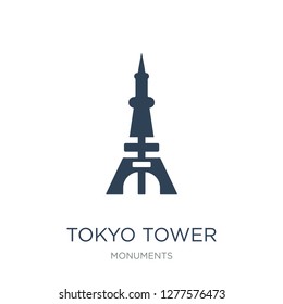 tokyo tower icon vector on white background, tokyo tower trendy filled icons from Monuments collection, tokyo tower vector illustration