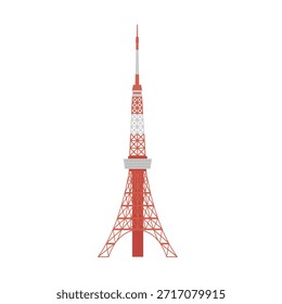 Torre de Tokio aislada sobre fondo blanco. Arquitectura de viajes de Japón. existencias de Vector