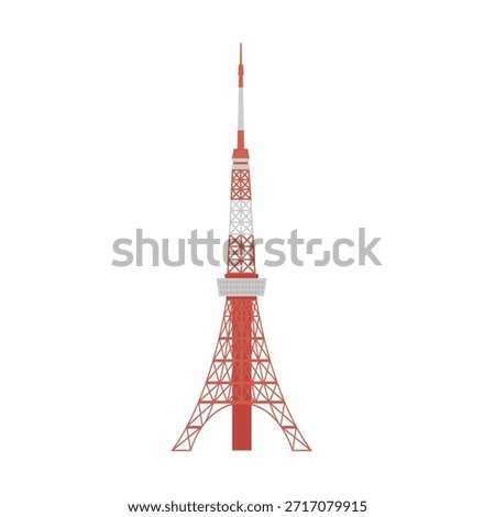 Tokyo Tower isolated on white background. Japan travel architecture. Vector stock