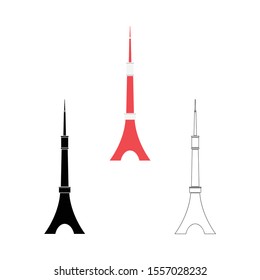 Tokyo Tower landmarks in Japan Isolated vector illustration