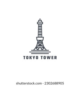 Tokyo tower line art logo