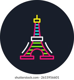 Tokyo Tower Line Multi Colour Circle