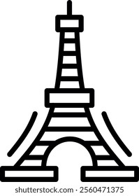 Tokyo Tower Line Vector Icon Design