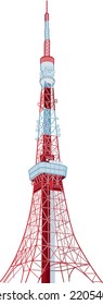 tokyo tower painting on a white background.