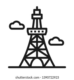 Tokyo tower. Simple line icon. Isolate on white background.