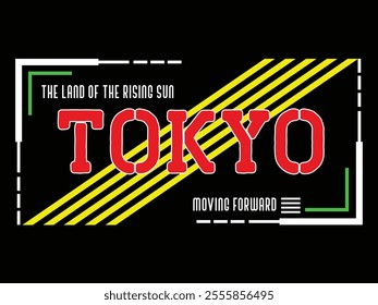 Tokyo typographic with yellow lines black background graphic vector.   