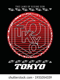 Tokyo Typography design in vector illustration.Clothing,t shirt,apparel and other uses. Inscription in Japanese with the translation: Tokyo.
