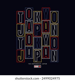 Tokyo typography graphic design, for t-shirt prints, posters and other uses. Inscription in Japanese with the translation in English: Tokyo. 