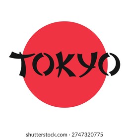 Tokyo Typography on Japanese Flag Motif
