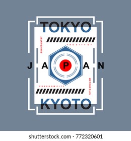 tokyo typography tee graphic design, vector illustration element artistic stock image
