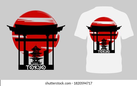 vector de diseño de camisetas de tipografía de tokio