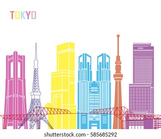 Tokyo V3 skyline pop in editable vector file