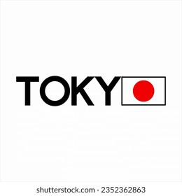 "Tokyo" word design with Japanese flag symbol on letter O.