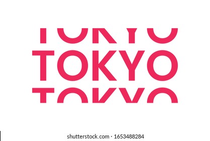 Tokyo word typography in minimal style. Tokyo text for tee or banner. Modern trendy typography design for apparel, t shirt print, design.