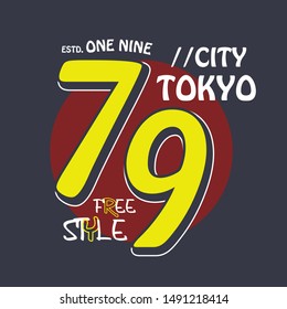 TOKYO/CITY/FREESTYLE typography design for t shirt vector illustration