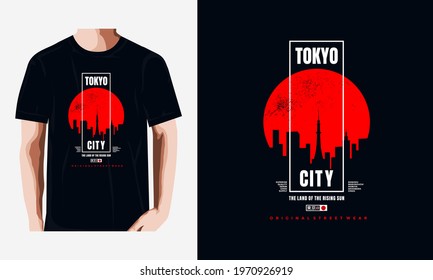 Tokyo,japan stylish typography slogan. Abstract design for vector print tee shirt, typography, poster. Inscription in Japanese with the translation in English: Tokyo. Vector illustration.
