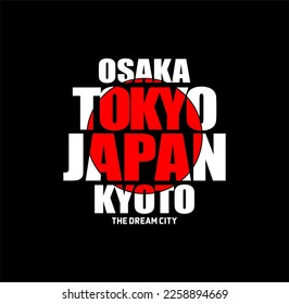 Tokyo,japan stylish typography slogan. Abstract design for vector print tee shirt, typography, poster. Inscription in Japanese with the translation in English: Tokyo. Vector illustration. 