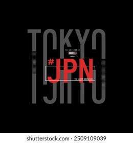 Tóquio, slogan de tipografia estiloso japonês. Design abstrato para impressão vetorial camiseta, tipografia, cartaz. Inscrição em japonês com a tradução em inglês: Tokyo. Ilustração vetorial. 