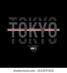 Tóquio, slogan de tipografia elegante. Design abstrato para impressão vetorial camiseta, tipografia, cartaz. Inscrição em japonês com a tradução em inglês: Tokyo. Ilustração vetorial. 