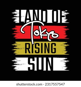 Tokyo,the land of rising sun.Typography tee shirt design vector illustration.Inscription in Japanese with the translation: Tokyo.Vector print, typography, poster.