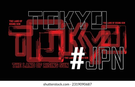 Tokyo,the land of rising sun.Typography tee shirt design vector illustration.Inscription in Japanese with the translation: Tokyo.Vector print, typography, poster.