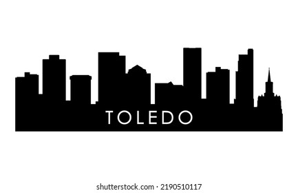 Silueta de línea de horizonte de Toledo. Diseño de la ciudad de Toledo negro aislado en un fondo blanco. 