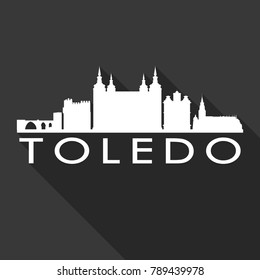 Toledo Spain Europe Flat Icon Skyline Silhouette Design City Vector Art Famous Buildings.