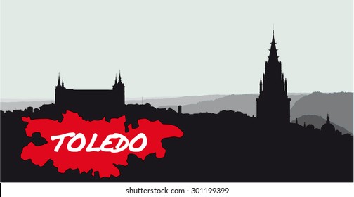 Toledo, spain silhouette