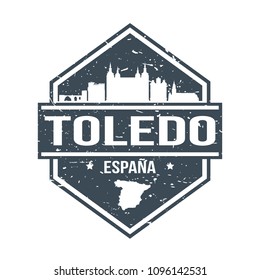 Toledo Spain Travel Stamp Icon Skyline City Design Tourism.