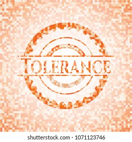 Tolerance abstract emblem, orange mosaic background