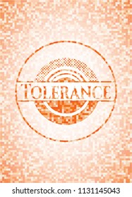 Tolerance abstract orange mosaic emblem with background