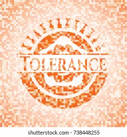 Tolerance abstract orange mosaic emblem with background