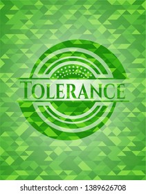 Tolerance green emblem. Mosaic background. Vector Illustration. Detailed.