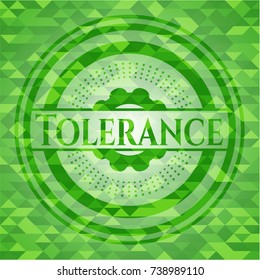 Tolerance green emblem with mosaic background