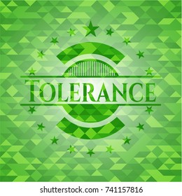 Tolerance green emblem with mosaic background
