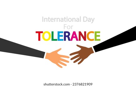 Tolerance International Day handshake, vector art illustration.