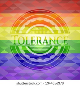 Tolerance on mosaic background with the colors of the LGBT flag