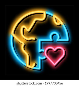 tolerance piece of world neon light sign vector. Glowing bright icon tolerance piece of world sign. transparent symbol illustration
