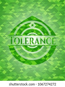 Tolerance realistic green moTolerance realistic green emblem. Mosaic backgroundsaic emblem