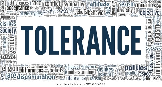 Tolerance vector illustration word cloud isolated on a white background.