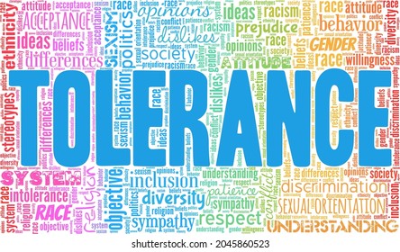 Tolerance vector illustration word cloud isolated on white background.
