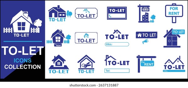 to-let icons collection vector graphics design, for rent icons collection vector drawing, house rent icons vector collection, for home rent icons.
