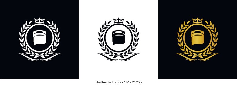 Toliet Paper Logo Template Luxury Royal Vector Company  Decorative Emblem With Crown  