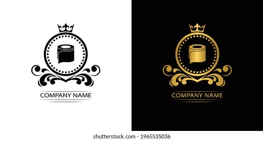 Toliet Paper Logo Template Luxury Royal Vector Company  Decorative Emblem With Crown  